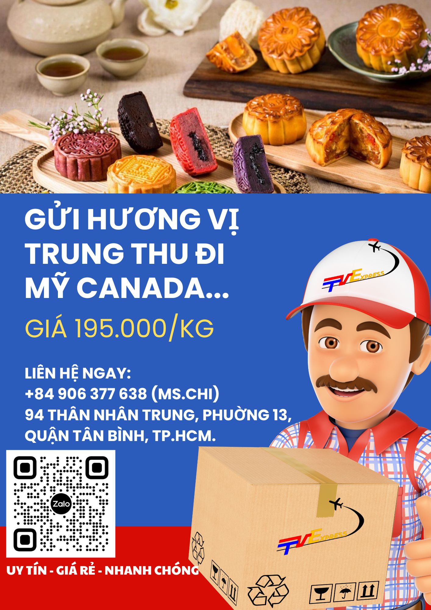 Gửi bánh trung thu đi Mỹ, Canada giá rẻ 195.000đ/kg